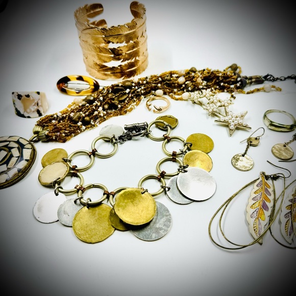 boho vintage Jewelry - 90’s Boho Mop Jewelry Rings , Bracelet, Earrings & Necklace Bundle